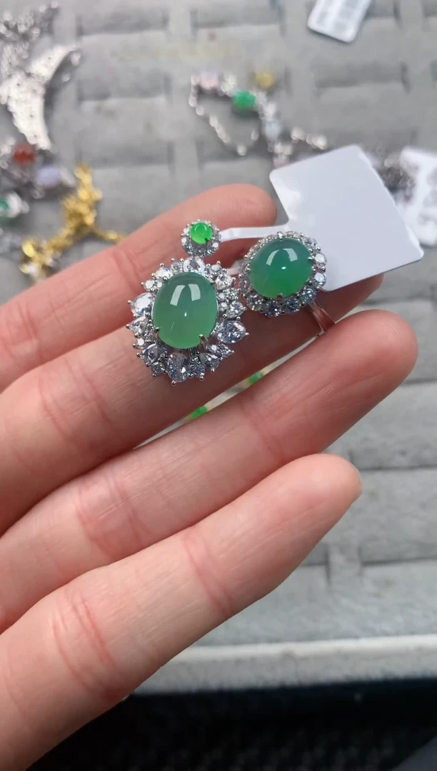 银S925镶嵌戒指翡翠333  5