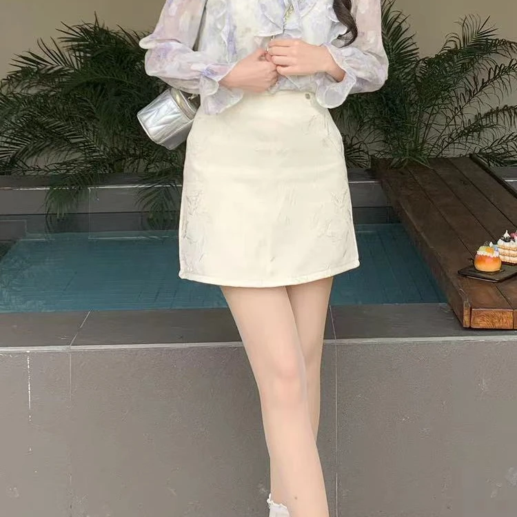 国风复古新中式复古半身裙2女024春新款高腰百褶显瘦短款裙