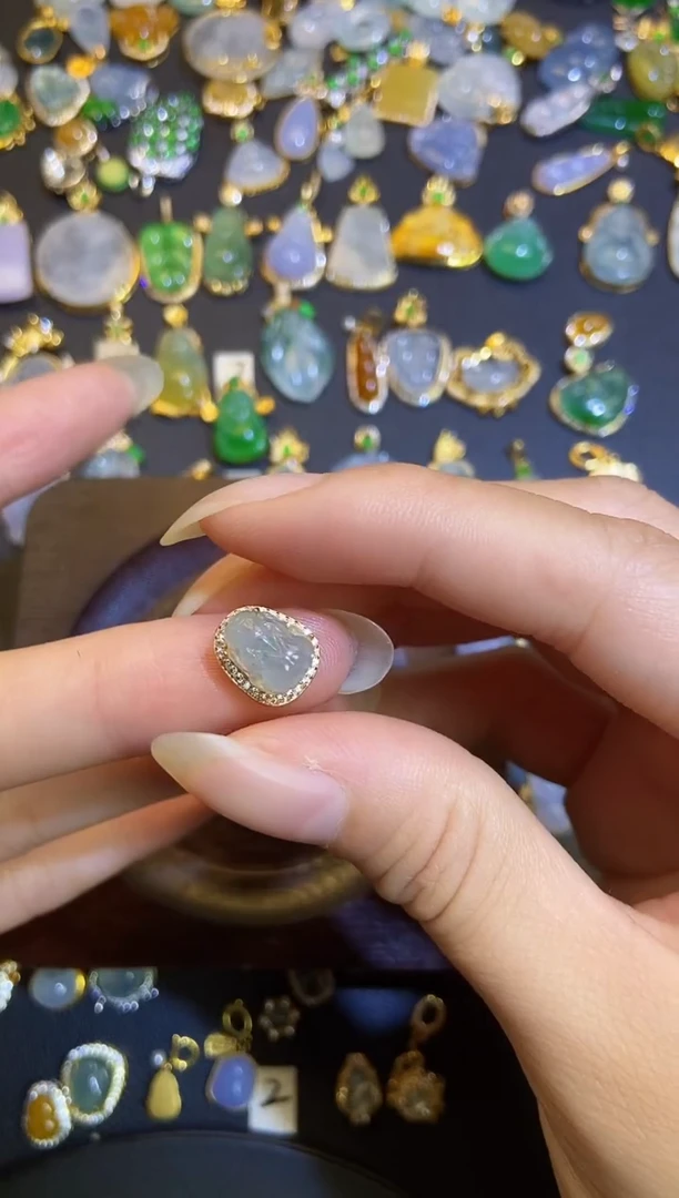 吊坠(不含链)银S925镶嵌翡翠天然A货翡翠