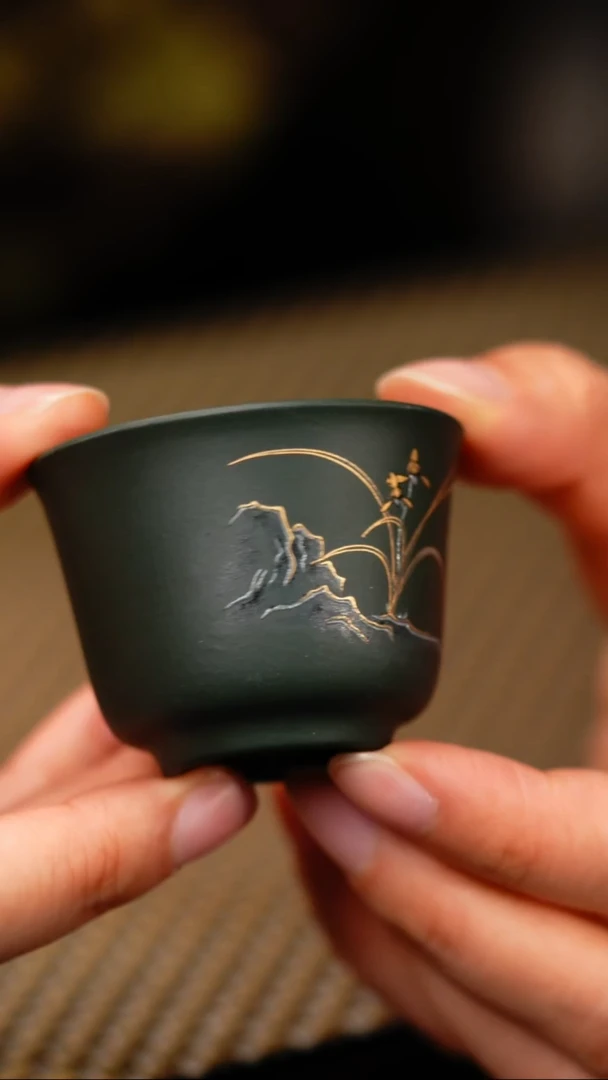 11小鱼绿泥兰花小杯