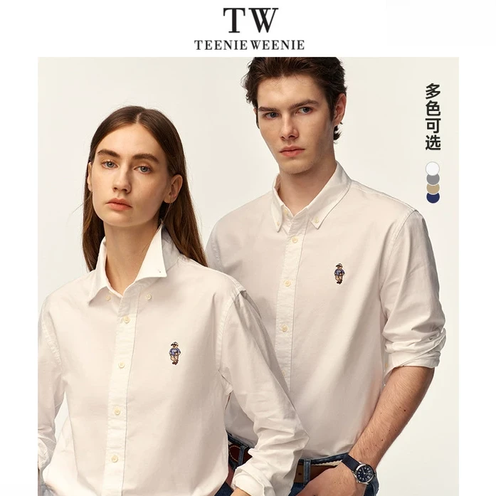 TeenieWeenie小熊简约衬衫男女同款2025春季新款休闲时尚长袖上衣