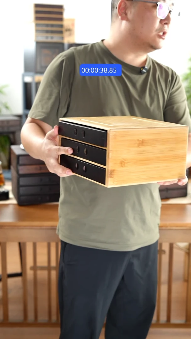 竹楠竹三层抽屉盒子双色