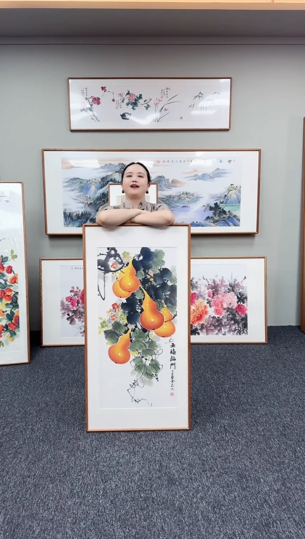国画葫芦120*60手绘作品