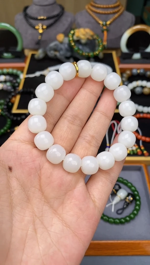 和田玉未镶嵌挂件12mm金山老型手串