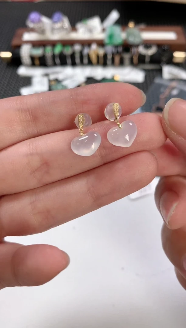 翡翠18K金镶嵌耳饰71