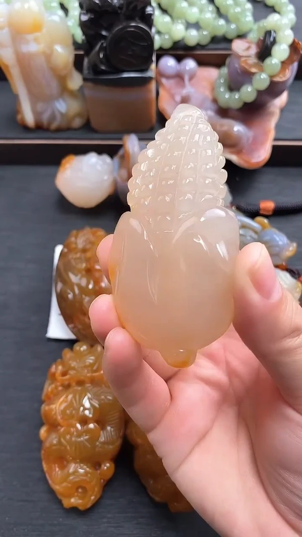 【闪购商品】玛瑙/玉髓玉米未镶嵌手把件