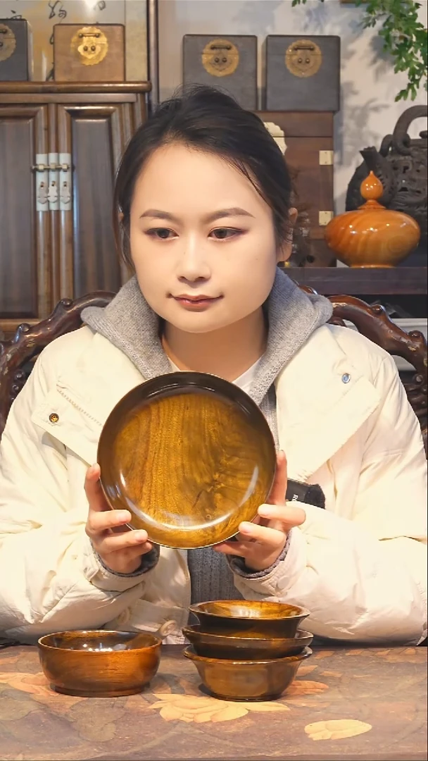 金丝楠小叶桢楠【15】一木整雕 木质小碗大漆款