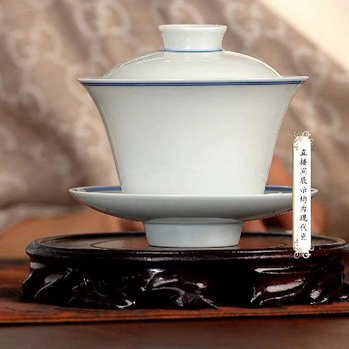 【小乔赏瓷】景德镇手工手绘布一窑玉脂三才盖碗