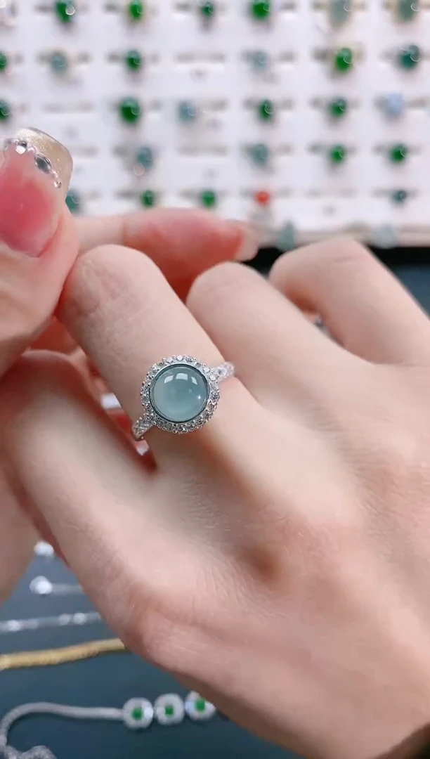 【闪购商品】翡翠戒指银S925镶嵌天然翡翠