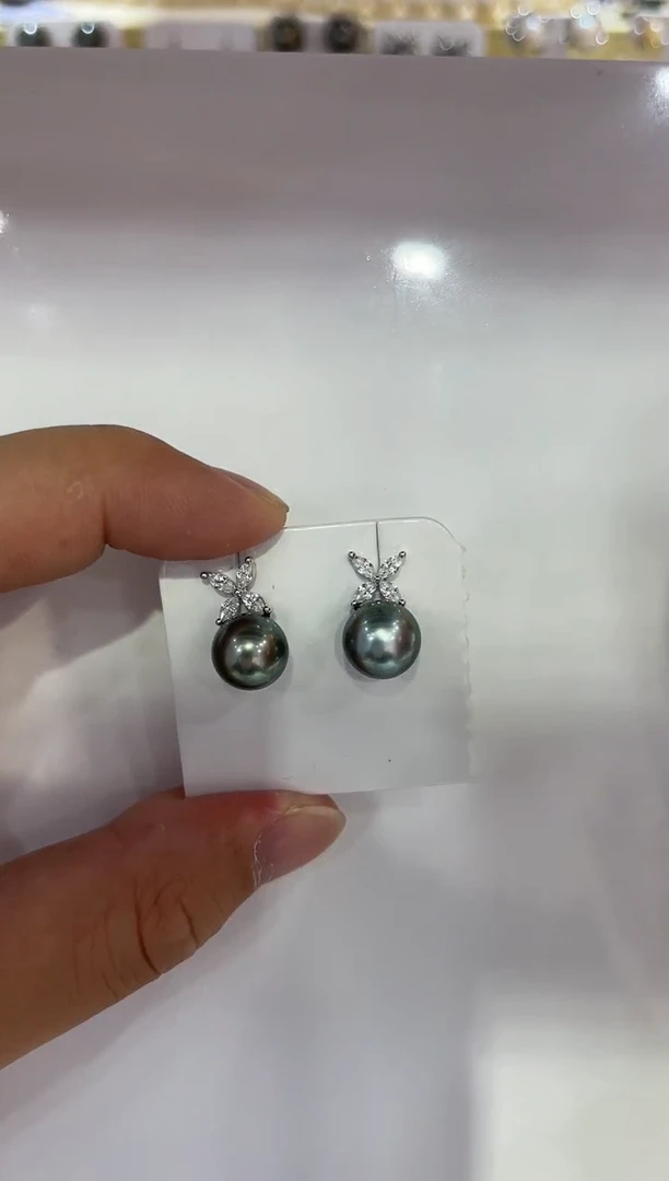 银S925镶嵌海水珍珠耳饰清货