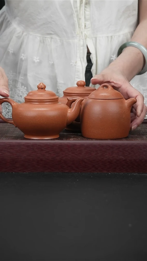 茶壶紫砂金沙段秦权+金沙段笑樱+金沙段掇只