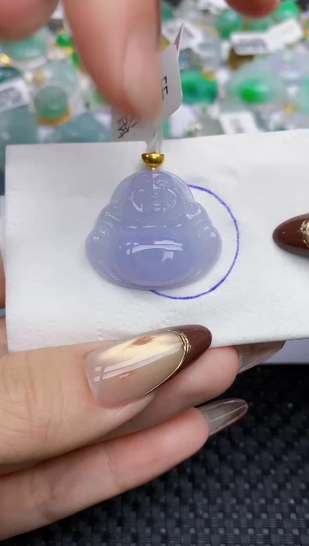 颈饰18K金镶嵌翡翠128   天然翡翠A货  百元以上9米证书费自理