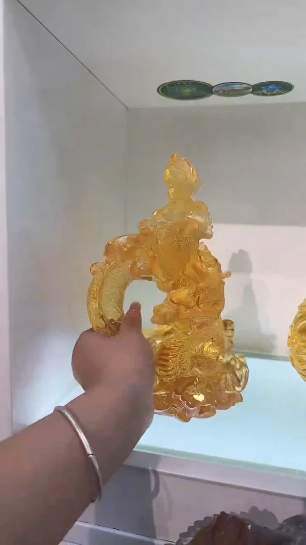 手工艺品琉璃黄色龙