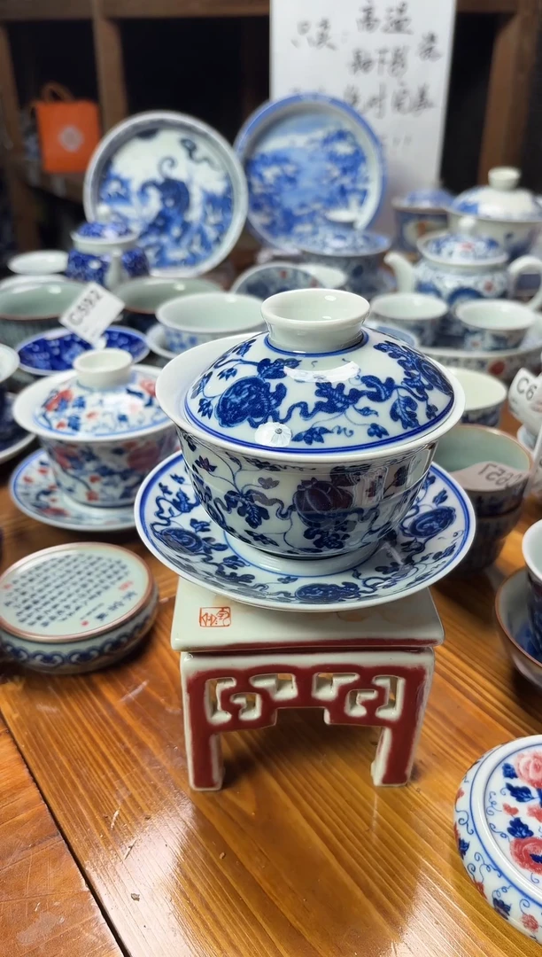 摆件陶瓷茶具茶杯三才盖碗