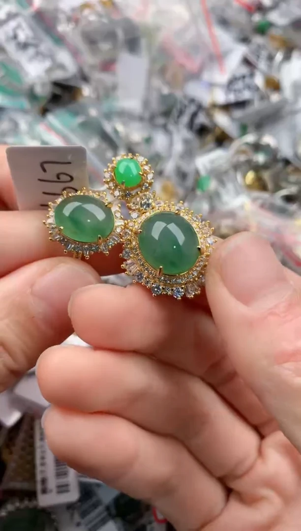 银S925镶嵌戒指翡翠1111-----3