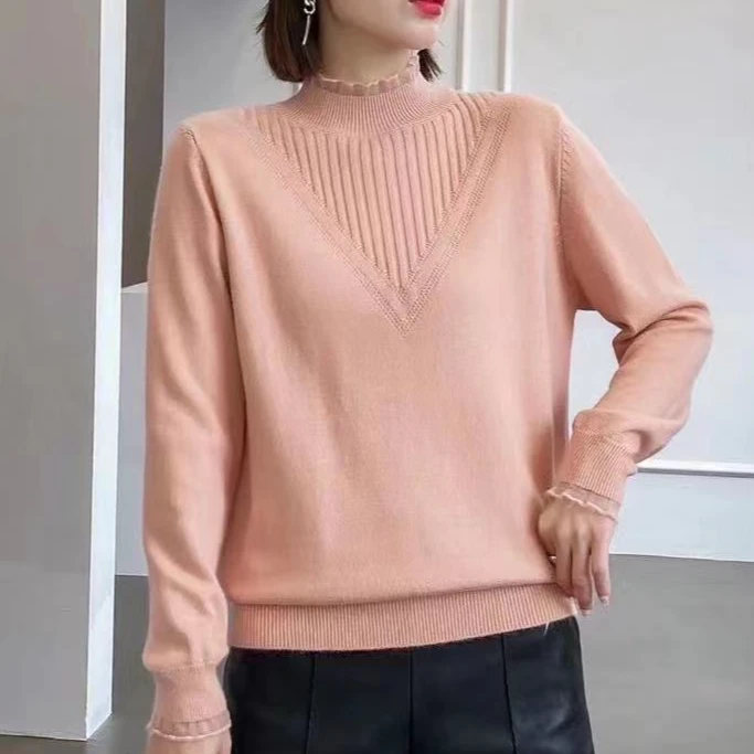 782#秋冬长袖针织衫半高领套头66