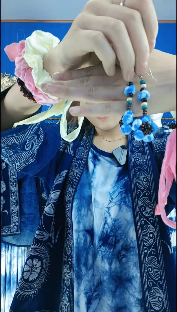 蜡染花朵耳环1111