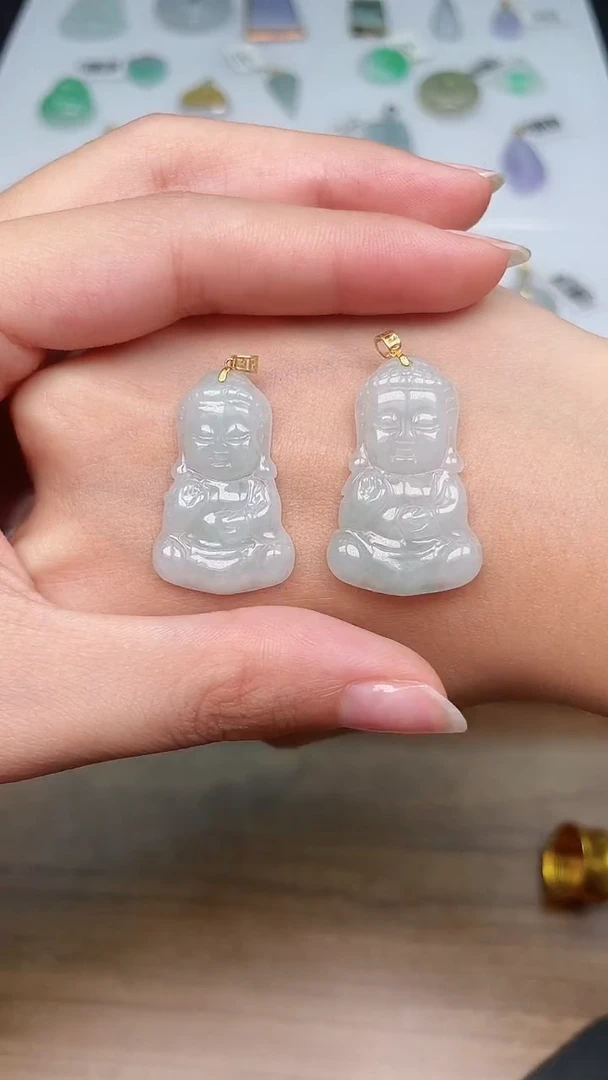 吊坠(不含链)18K金镶嵌翡翠14宝宝佛 1024多样性发一