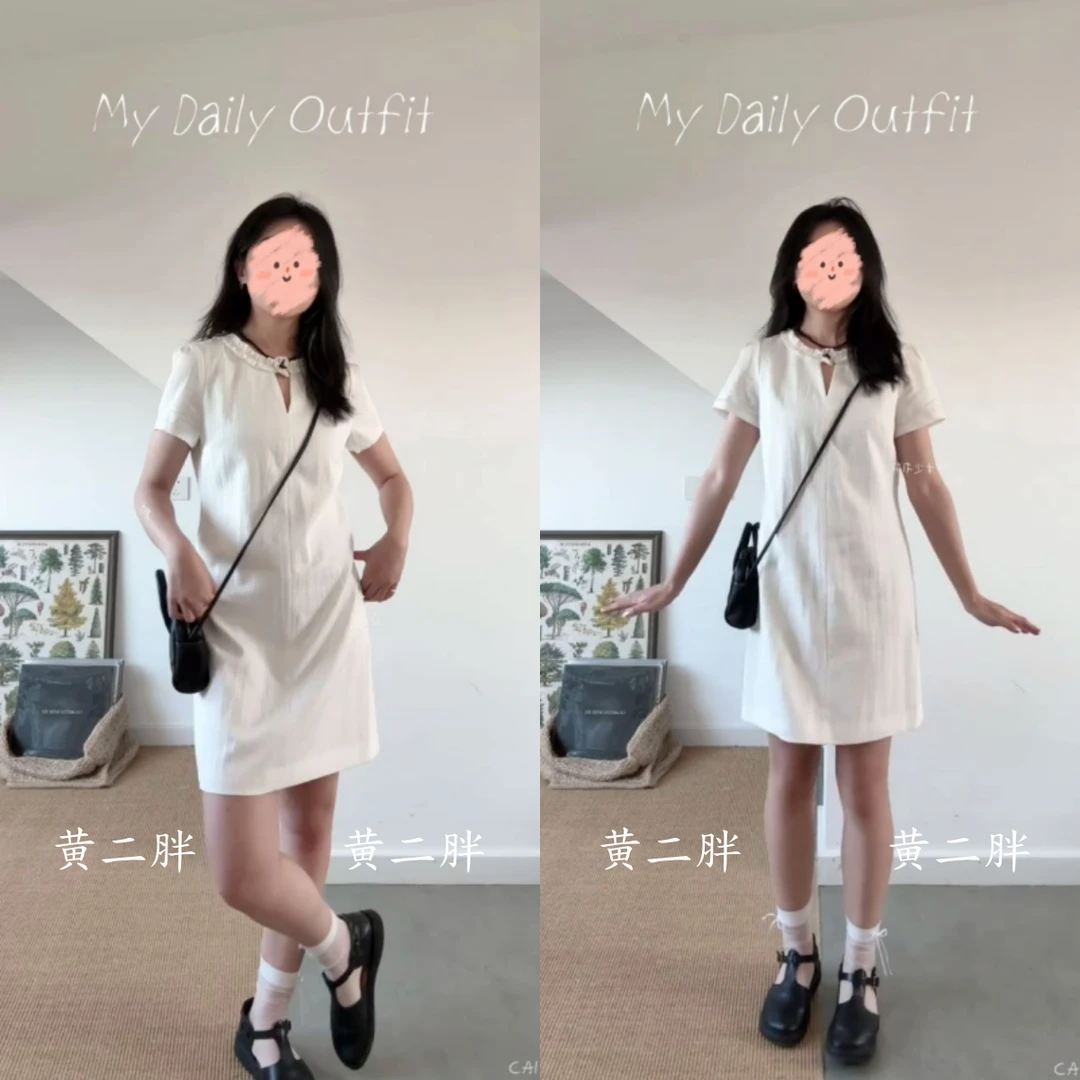 气质简约松弛感小白裙女休闲宽松慵懒连衣裙a字短裙2025夏季新款