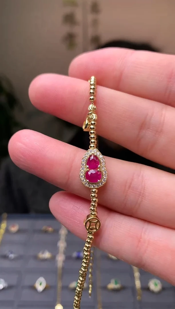 银S925镶嵌手链红宝石手链