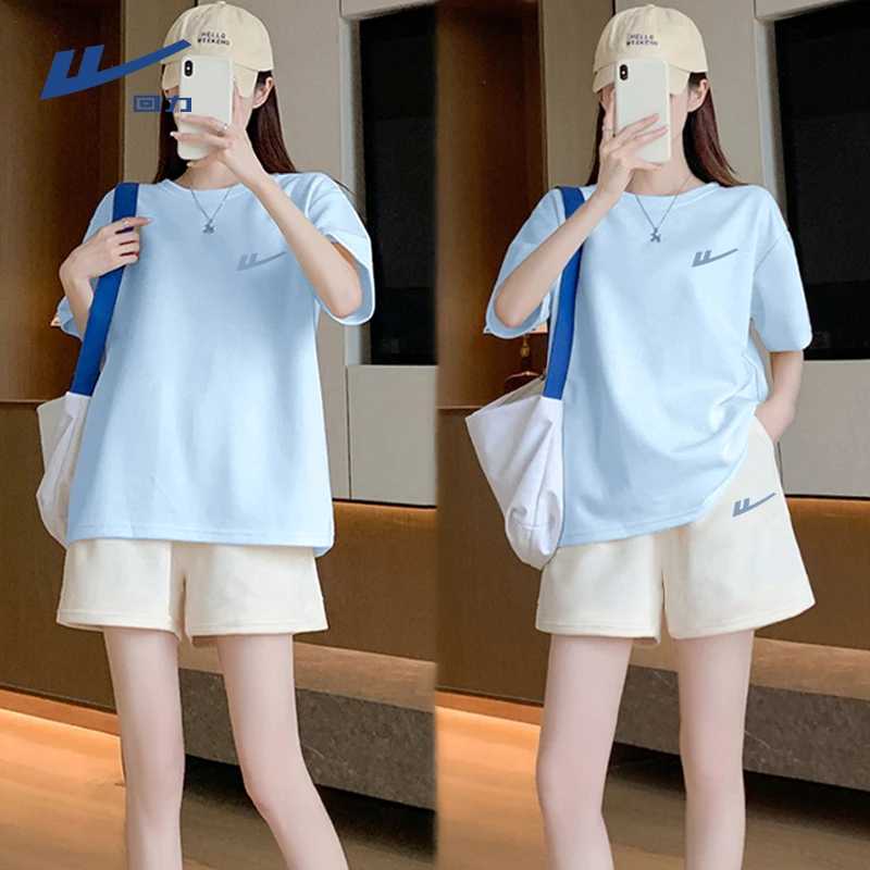 回力夏季新款爆款宽松运动服套装休闲学生小个子短袖短裤两件套L