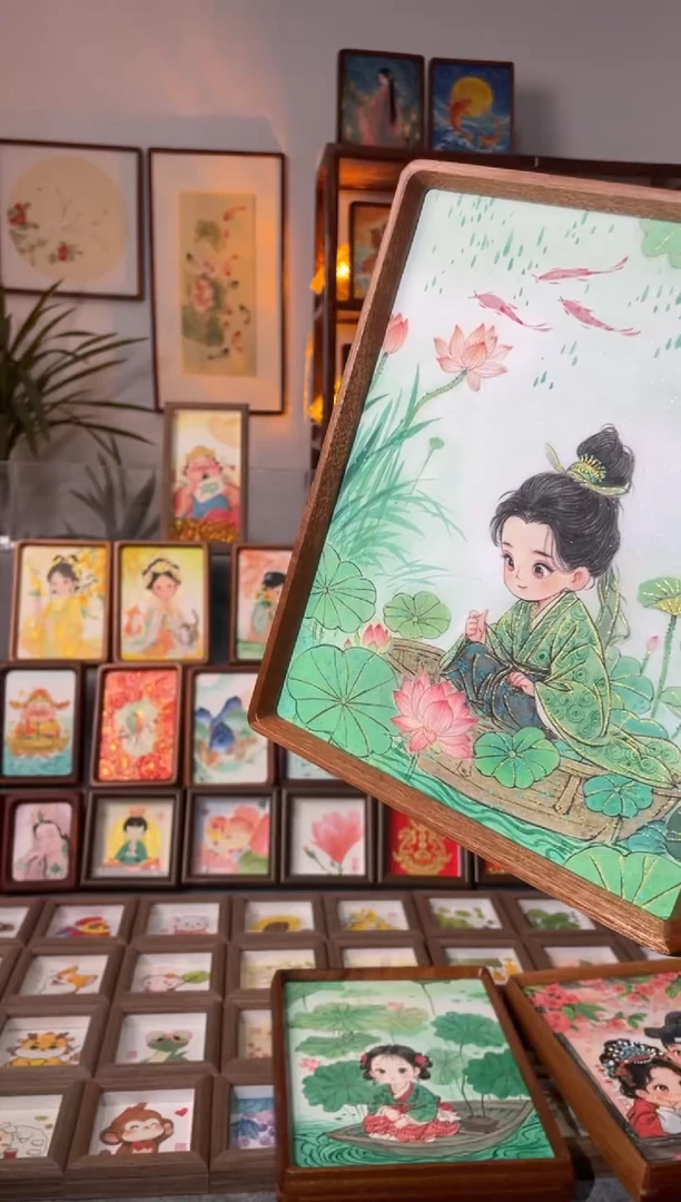 【闪购商品】国画公子 瑞荷手绘国画摆台挂画