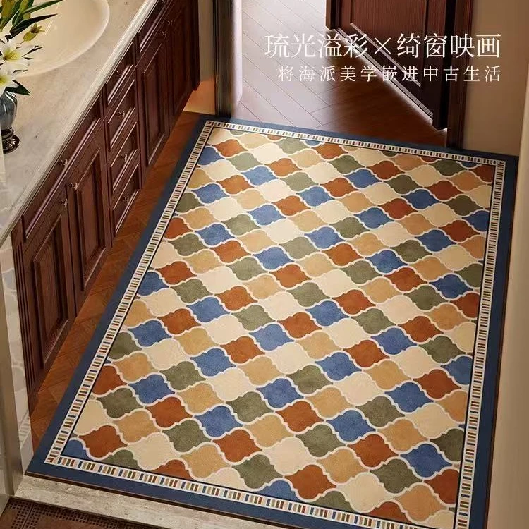 墨以【琉璃格影】皮革地垫免洗可擦防滑地垫新款入户卫生间地垫