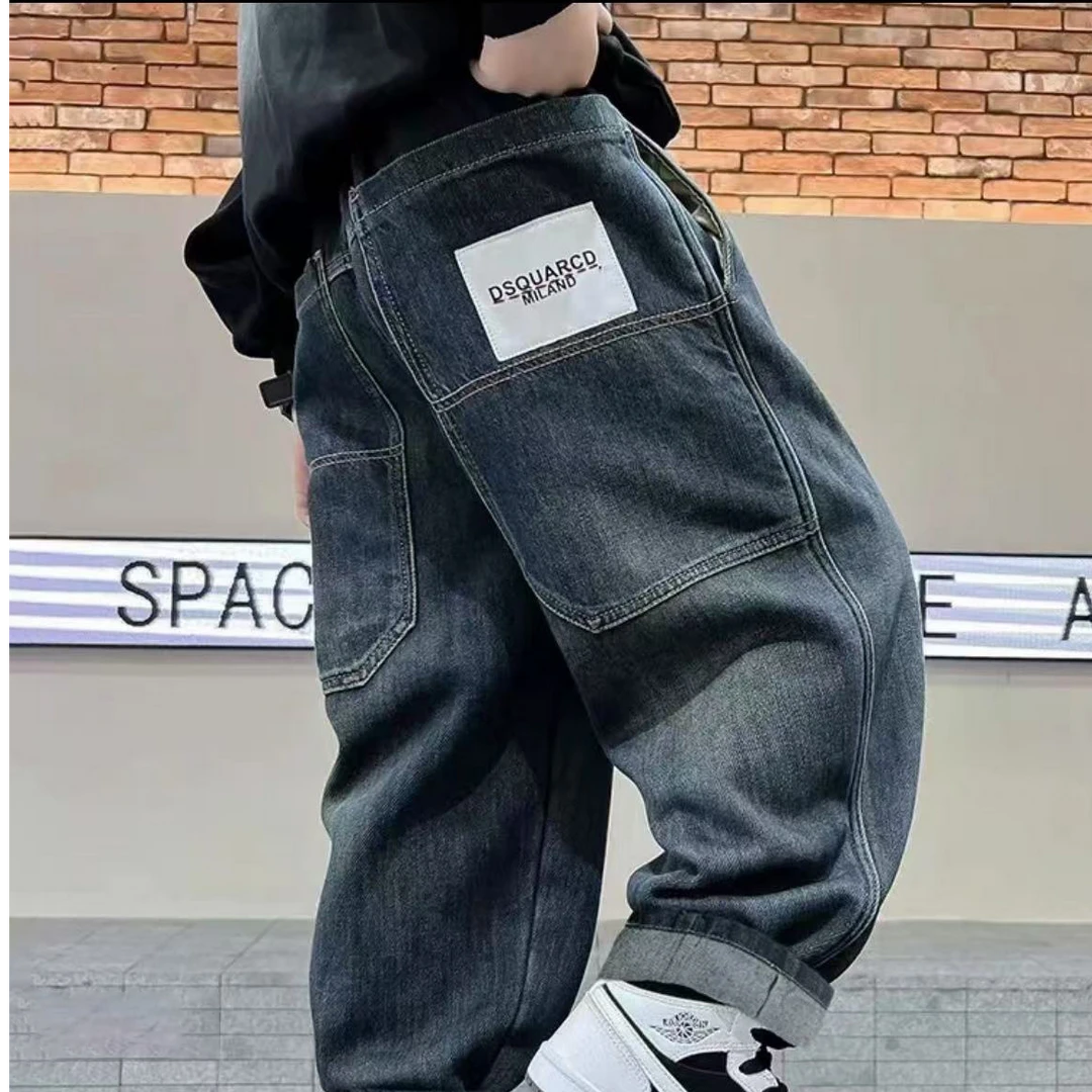 【春上新】新款2025儿童中大童春秋款韩系休闲大口袋牛仔裤0368