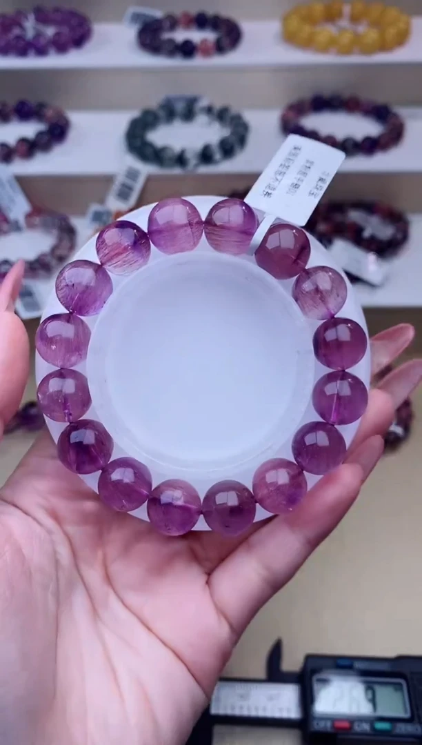 未镶嵌手链水晶粉紫超七12m+