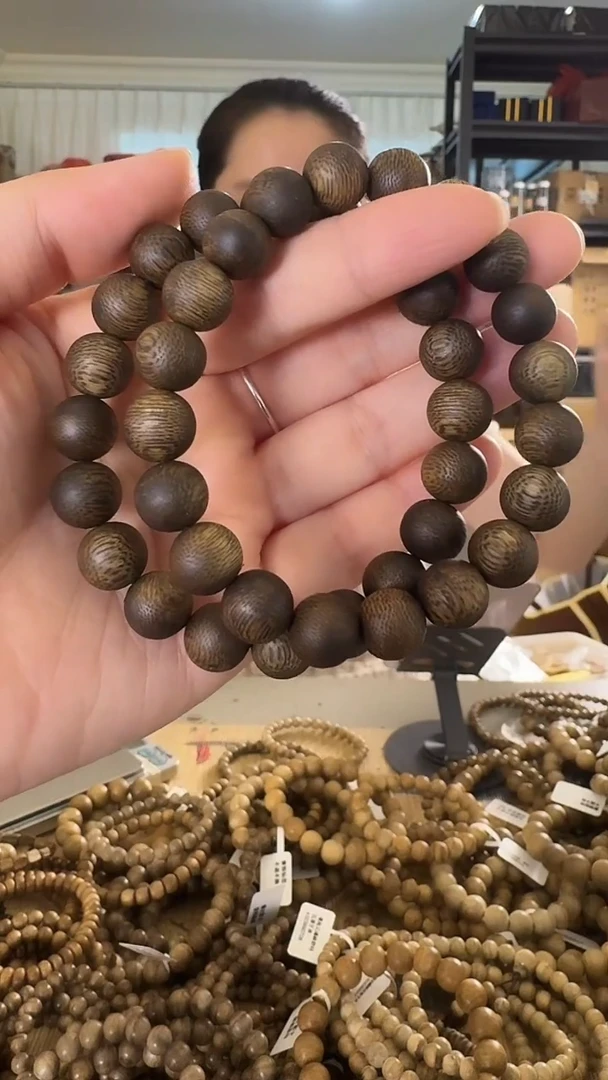 手串沉香2号白棋圆珠手串多样性发一条卡10（D）