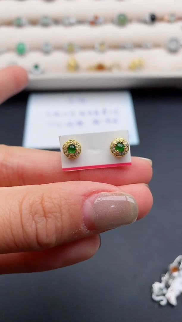 银S925镶嵌戒指翡翠缅甸天然A货翡翠22  2-1