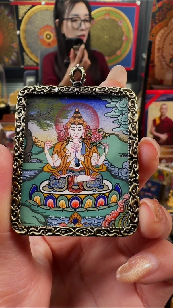 【闪购商品】吊坠壹善缘城手绘唐卡四臂年终大促