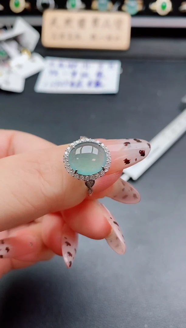 银S925镶嵌戒指翡翠1