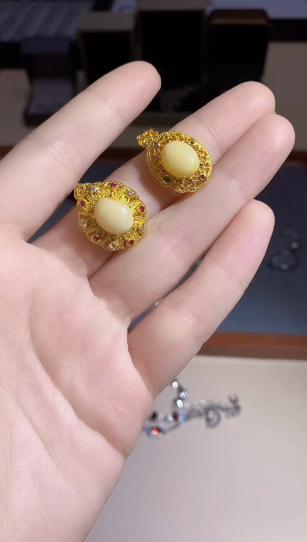 【闪购商品】蜜蜡耳饰未镶嵌多样性 发其一  【12】