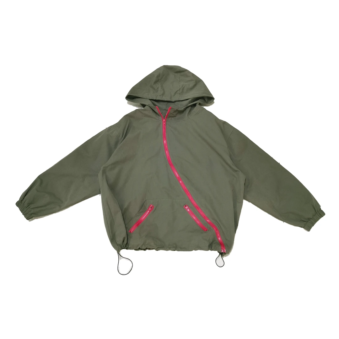 2024年秋季新款时尚百搭斜拉链连帽长袖厚外套6433