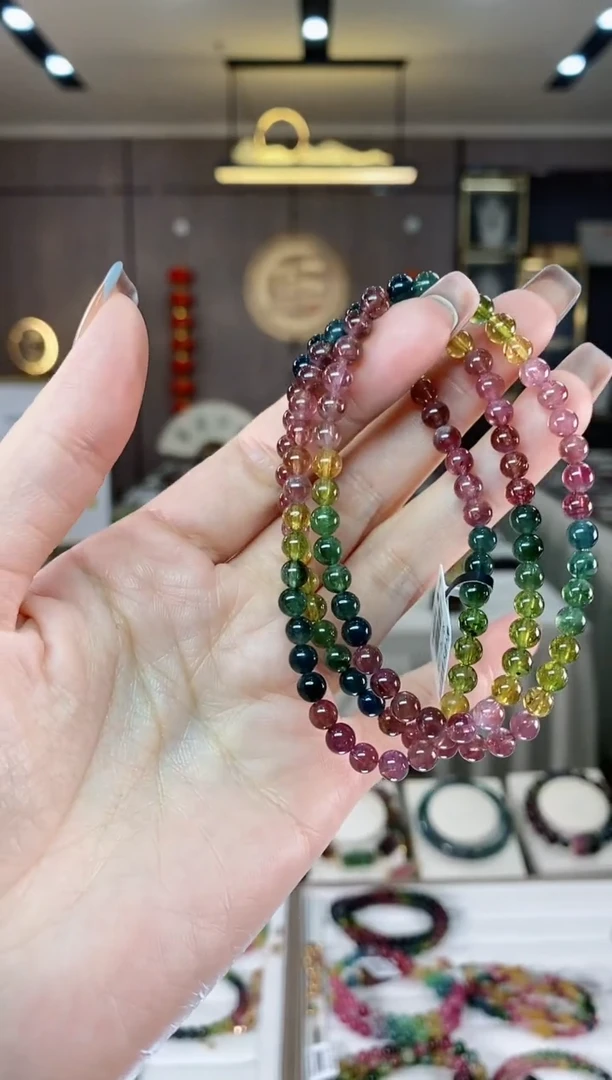 【闪购商品】碧玺三圈手串5mm+未镶嵌一物一证dan