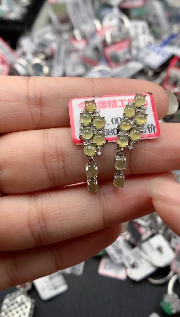 银S925镶嵌戒指翡翠天然A货缅甸翡翠