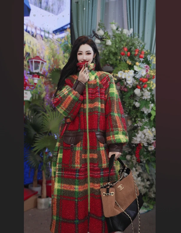 【加州阳光】冬季新款时尚百搭印花保暖女士外套长款羽绒服261P1039