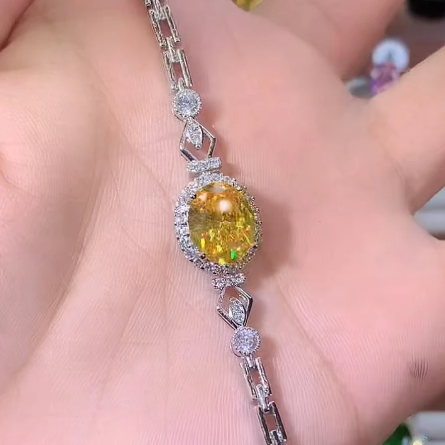925银手链 S925银手链 大克拉 满火彩金丝 雀黄色手链白色