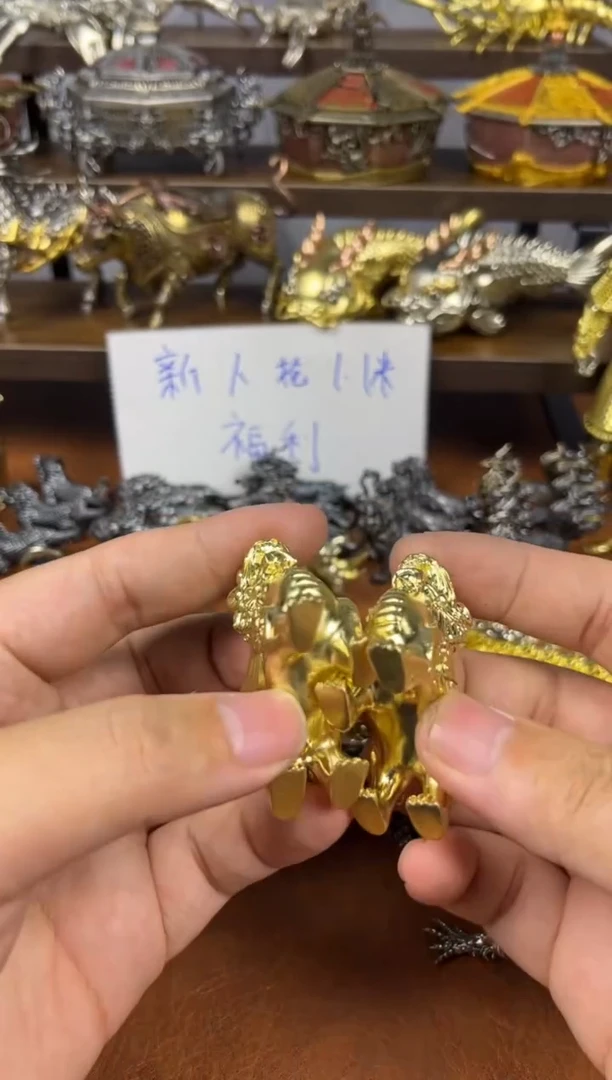 麒麟一对黄铜实心