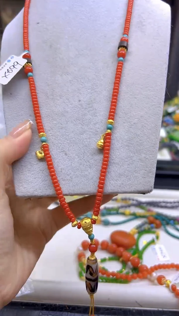 南红玛瑙未镶嵌项链DIY款X699