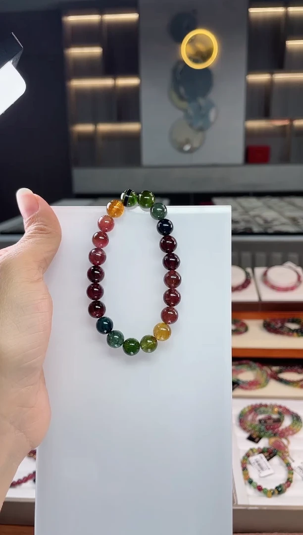 未镶嵌老矿碧玺单圈手串9mm+碧玺（多样性发一条）Q