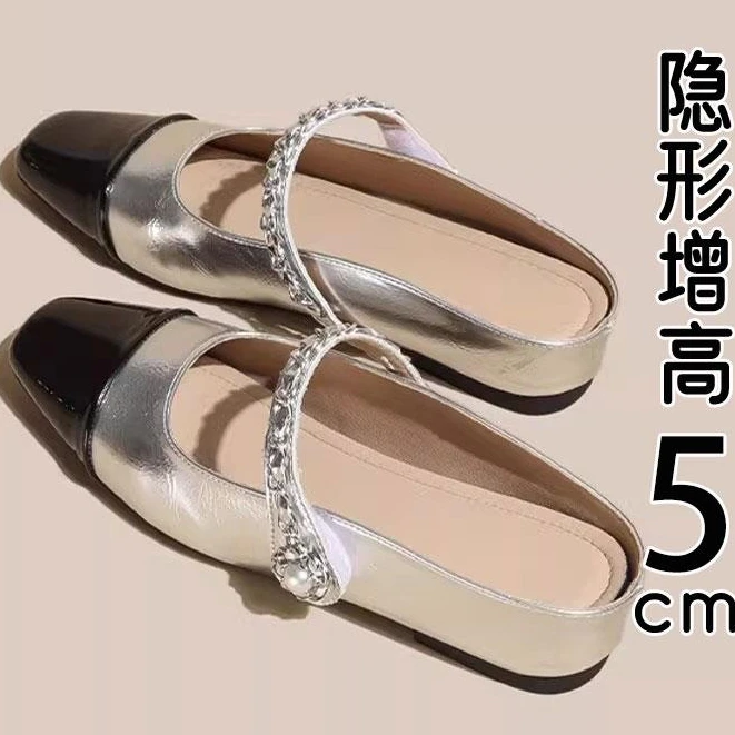 包头半拖鞋女夏季外穿2025新款内增高浅口单鞋复古凉拖鞋