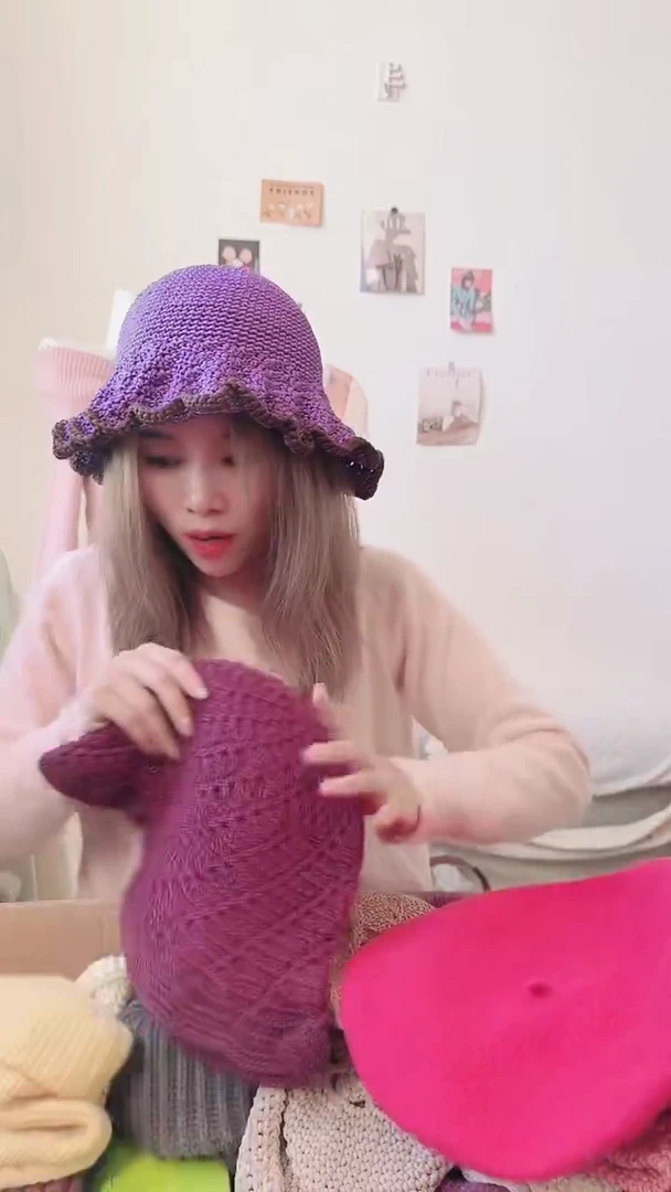 Tpu紫色黑边纯手工帽