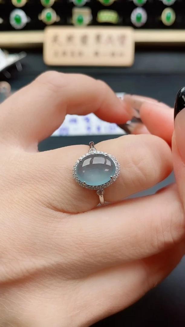 银S925镶嵌戒指翡翠1