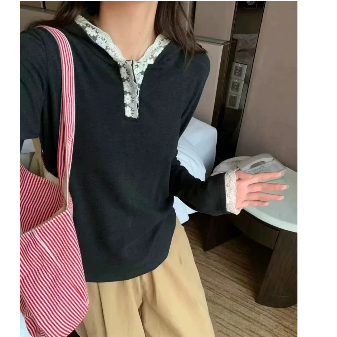 917袖口蕾丝时尚百搭洋气潮流打底衣