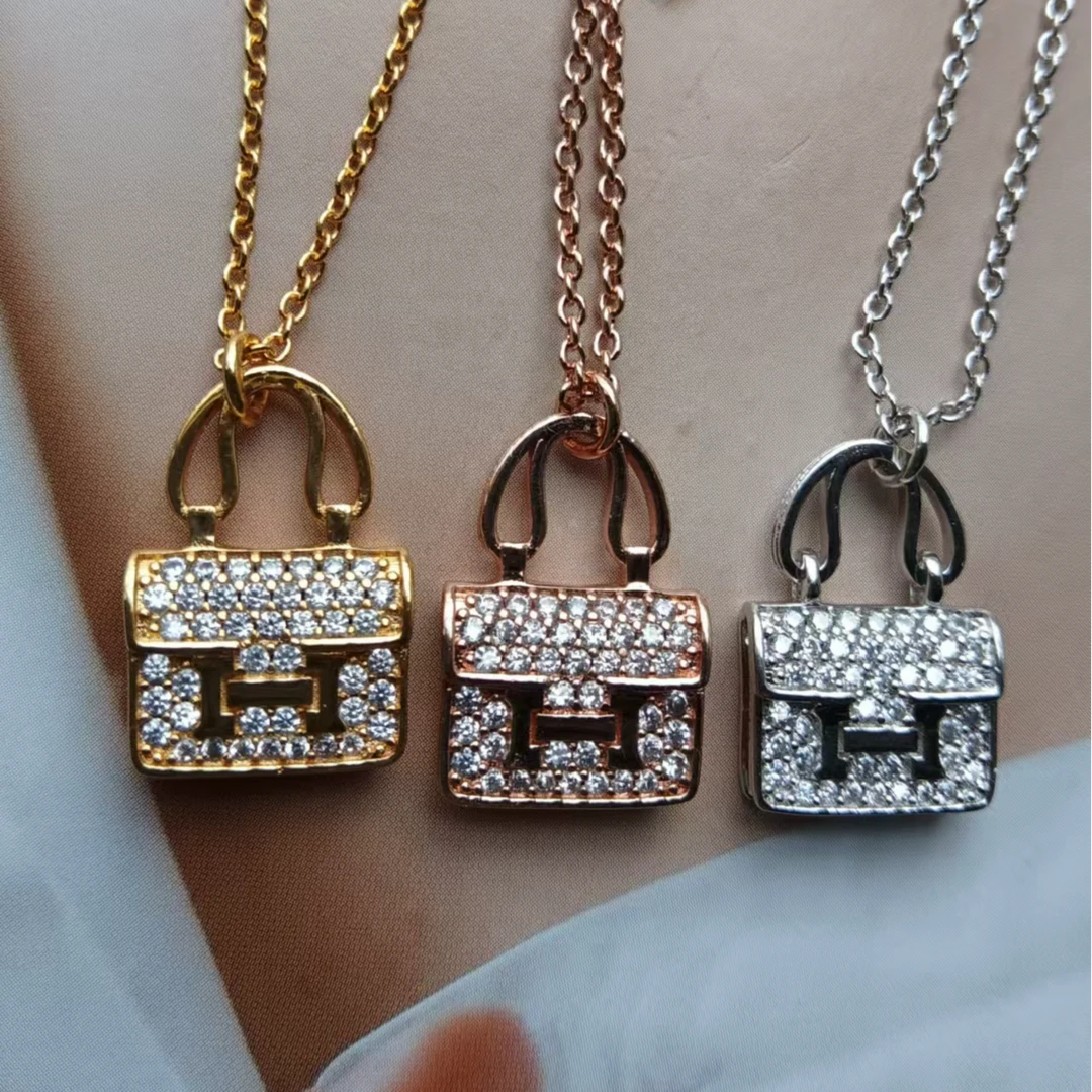 非金属合成锆石吊坠 康康包包时尚百搭女款饰品项链