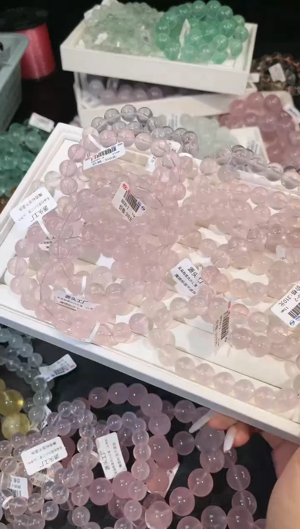 水晶手链未镶嵌多样性发一Q21紫莫粉11mm