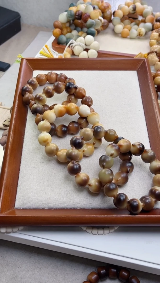 菩提根/象牙果手串r76干磨猫猫头20mm+瑕疵不补随机