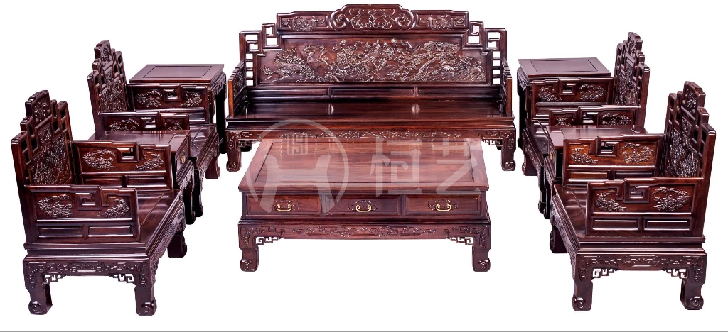 百鸟朝凤沙发11113规格10件套 实木材质 家用 新中式 经典款沙发